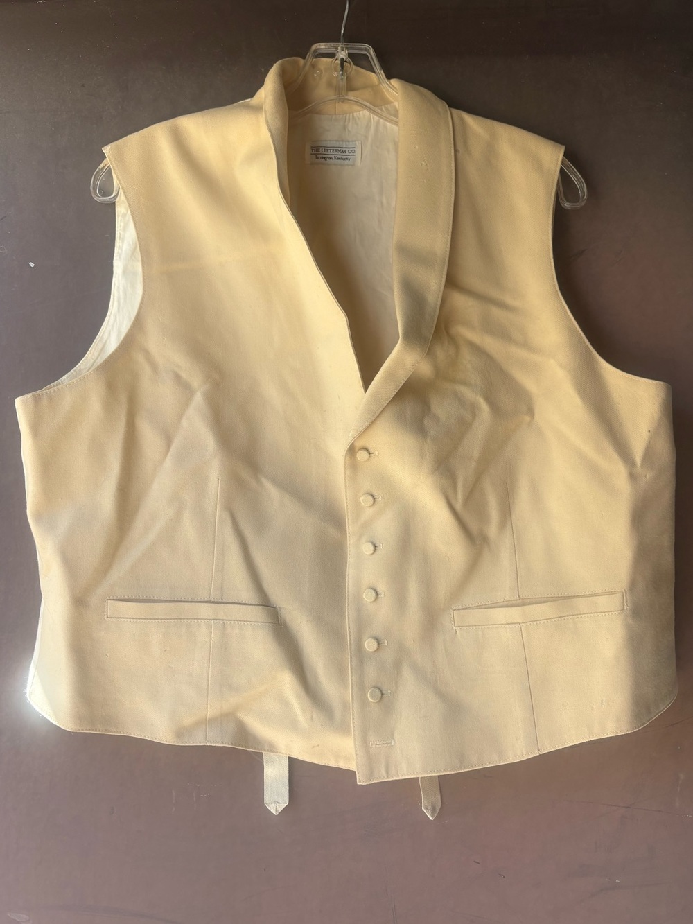 J. Peterman Cream Satin-Front Vest
